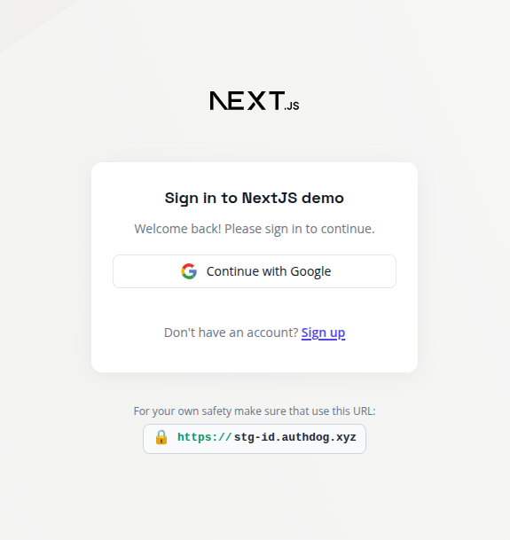 Authdog sign-in component preview